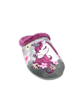 ZAPATILLA DE CASA GRIS UNICORNIO