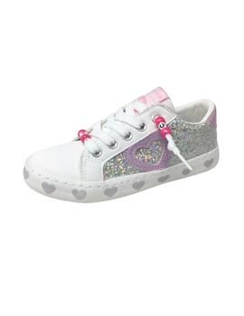 SNEAKERS BLANCO Y GLITTER PLATA