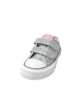 BAMBA DE VELCRO GLITTER PLATA