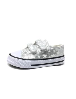 BAMBA METALIZADO PLATA CON ESTRELLAS