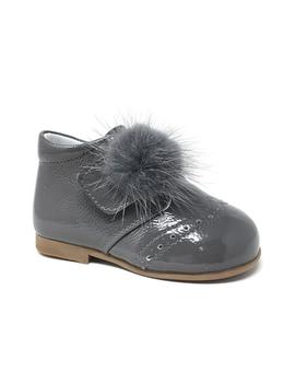 BOTIN CHAROL ARRUGADO GRIS VELCRO