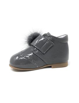 BOTIN CHAROL ARRUGADO GRIS VELCRO