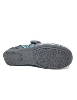 ZAPATILLA DE CASA GRIS VELCRO